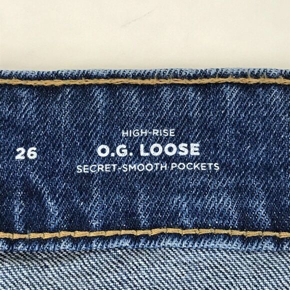 Old Navy High Rise O.G. Loose Jeans Women’s Plus Size 26 Raw Hem Stretch - Picture 13 of 15